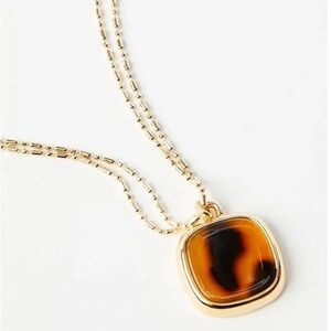LOFT Tortoiseshell Print Double Chain Pendant Necklace